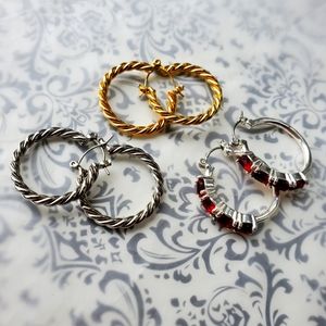 Earrings.  3 lot. Modern. Hoops.